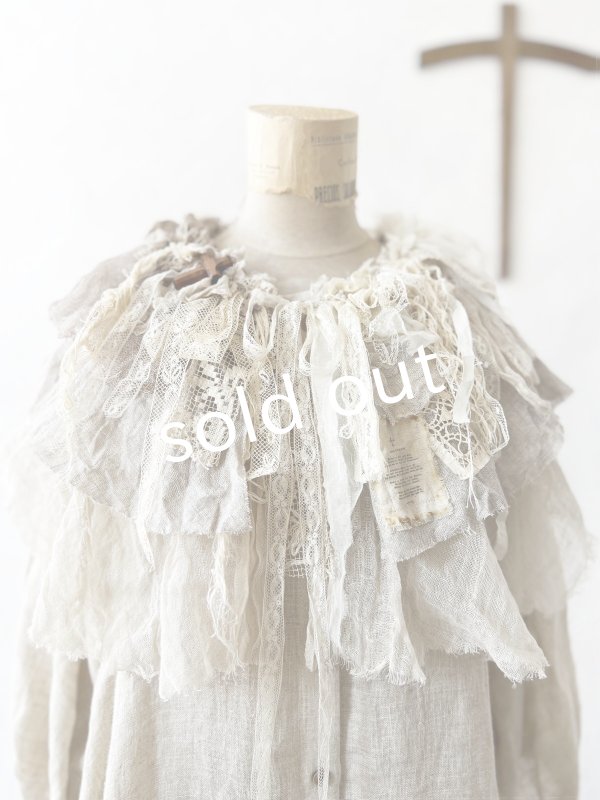 画像2: pollenbienco／アンティークレースのティペット・D (2)