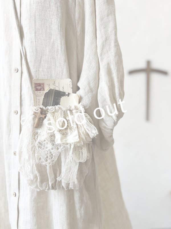 画像2: pollenbienco／アンティークレースのポシェット・ベージュ (2)