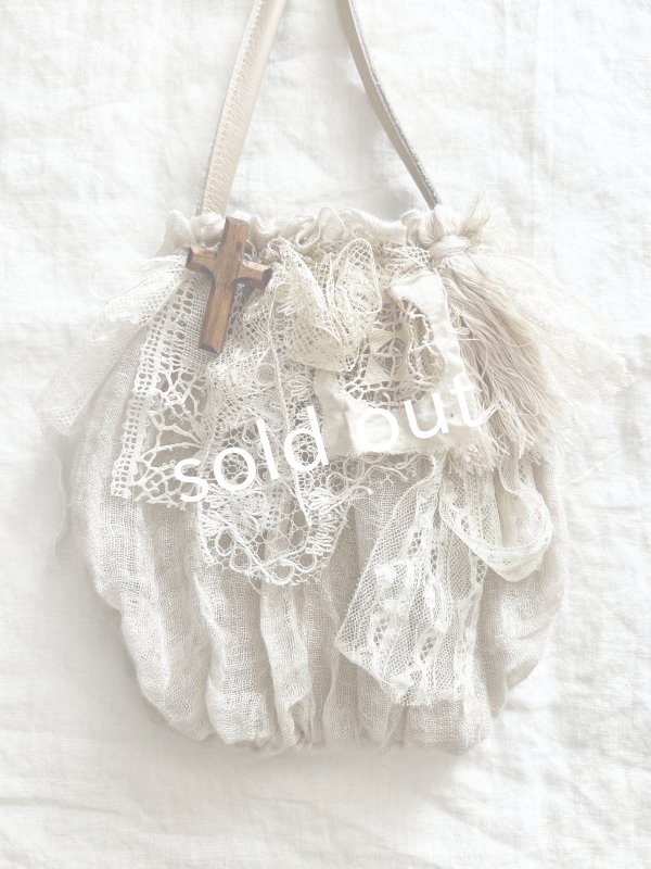 画像3: pollenbienco／アンティークレースのポシェット・ベージュ (3)