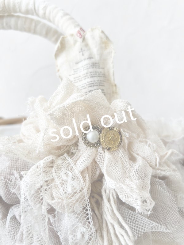 画像4: pollenbienco／アンティークレースのバスケット・A (4)