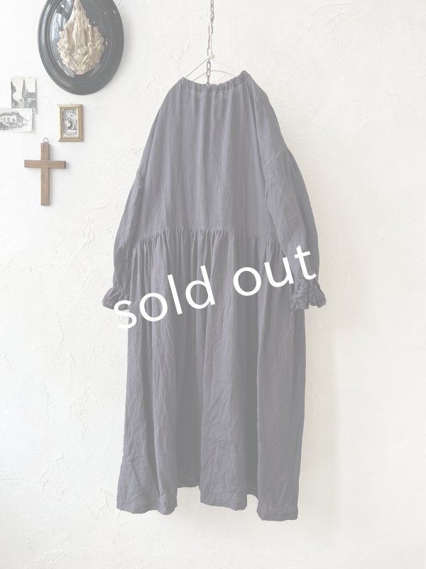 画像7: shizuka's／アンティーク刺繍レースワンピース・チャコール (7)