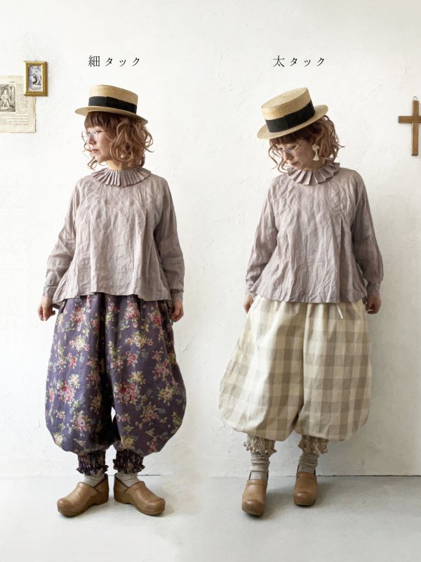 画像2: Reliure／Tucked ruffle collar blouse・ash pink (2)