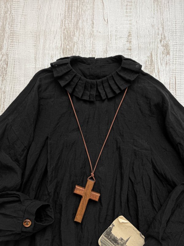 画像6: Reliure／Tucked ruffle collar blouse・black (6)