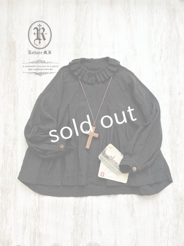 画像5: Reliure／Tucked ruffle collar blouse・black (5)