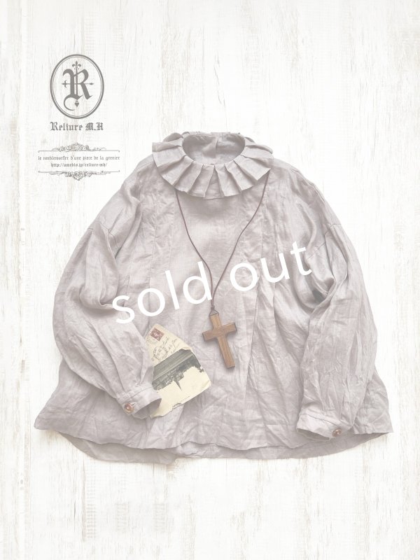 画像5: Reliure／Tucked ruffle collar blouse・ash pink (5)