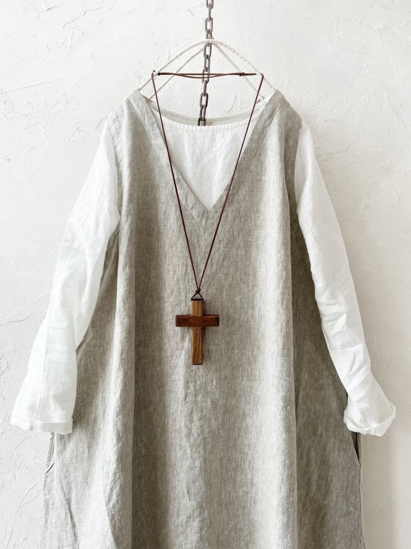 画像3: 08mab/重ね着風ワンピース・グレージュ×オフ (3)