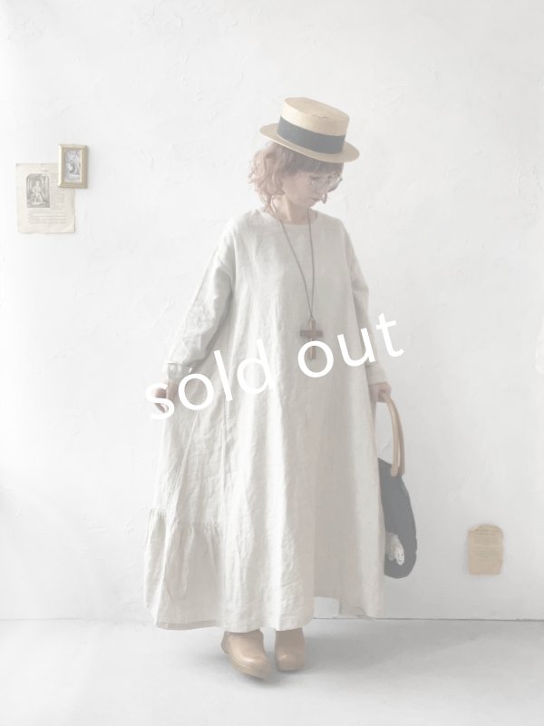 画像12: 08mab/裾ギャザー切り替えワンピース・生成り (12)