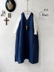 画像1: 08mab/重ね着風ワンピース・インディゴ×オフ (1)