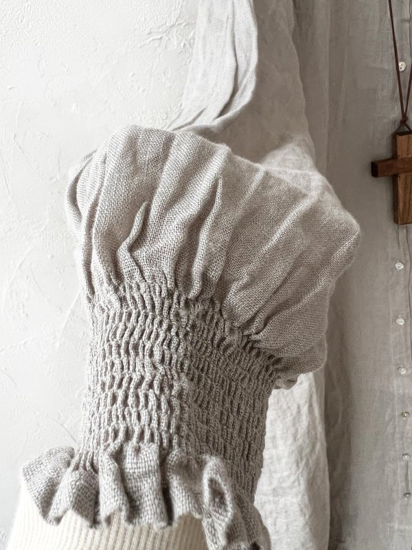 画像8: 08mab/シャーリング袖ワンピース・ベージュ (8)