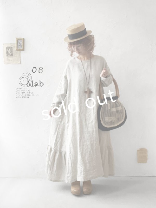 画像11: 08mab/裾ギャザー切り替えワンピース・生成り (11)