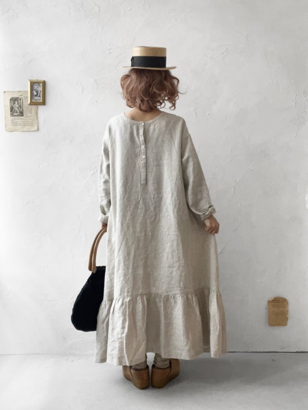 画像14: 08mab/裾ギャザー切り替えワンピース・生成り (14)