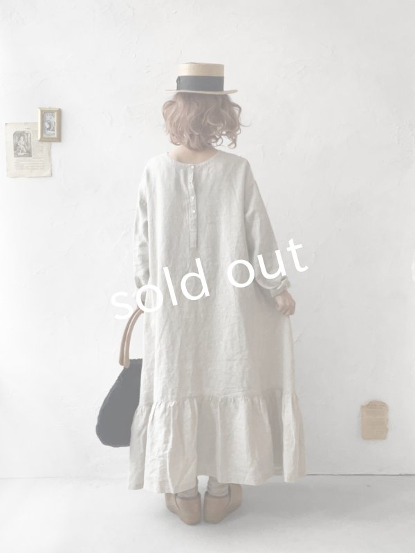画像14: 08mab/裾ギャザー切り替えワンピース・生成り (14)