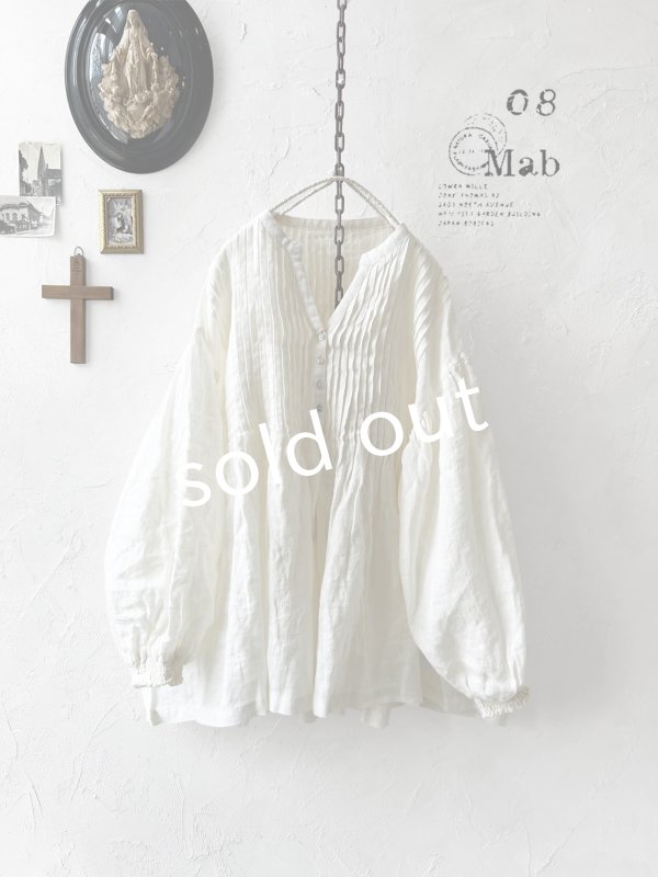 画像1: 08mab/シャーリング袖ピンタックブラウス・オフ (1)