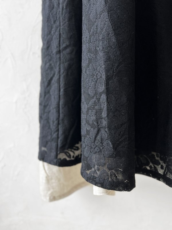 画像3: sorte cuff/レースギャザージャンパースカート・黒 (3)