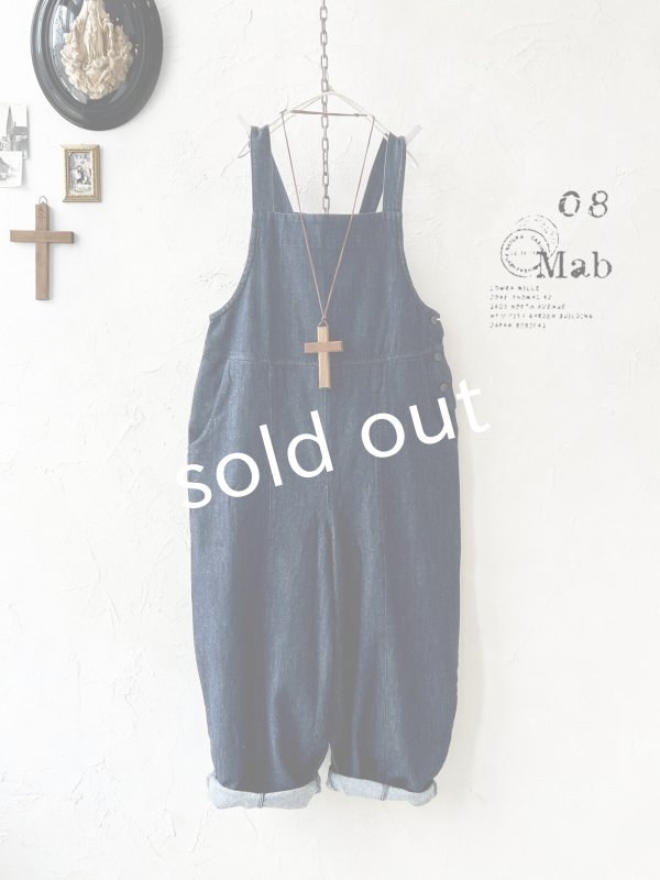 画像1: 08mab/デニムサロペットバレルパンツ・インディゴ (1)