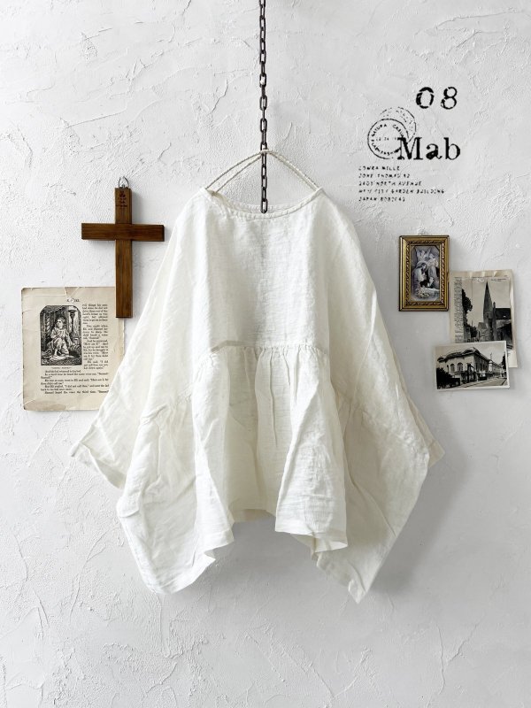 画像2: 08mab/ワイドギャザーブラウス・オフ (2)