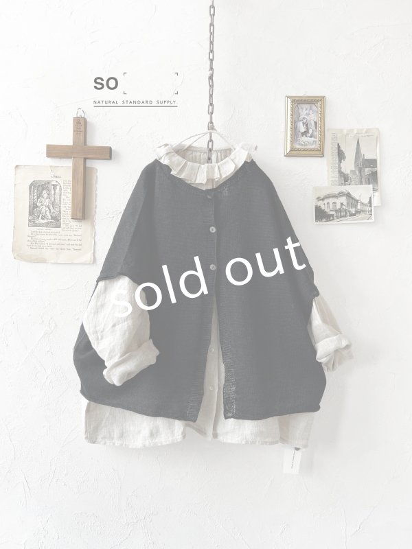 画像1: SO／フレンチリネン2wayドロップベスト・ブラック (1)