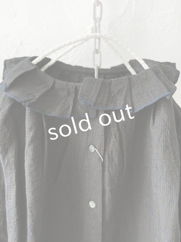 画像2: SO／タックフリル襟2wayブラウス・スミギンガム (2)