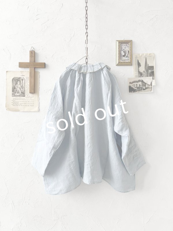 画像5: SO／タックフリル襟2wayブラウス・サックスギンガム (5)