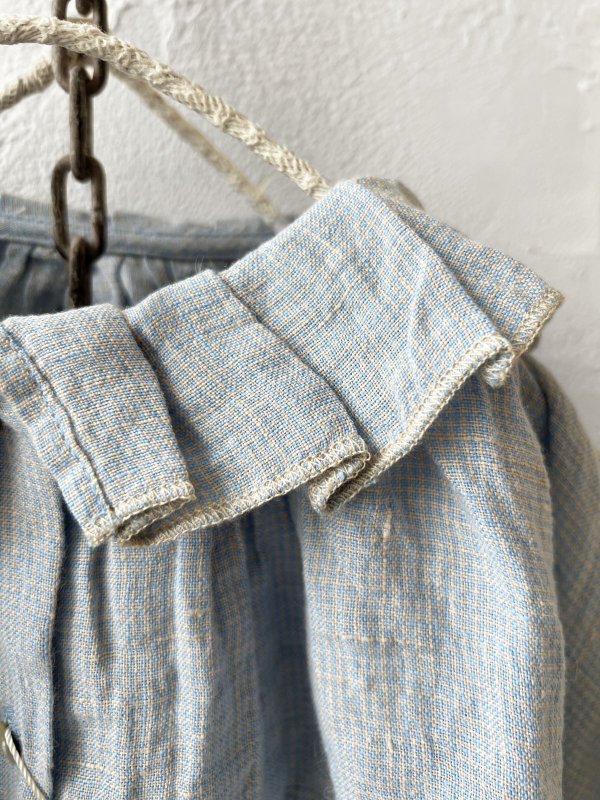 画像3: SO／タックフリル襟2wayブラウス・サックスギンガム (3)