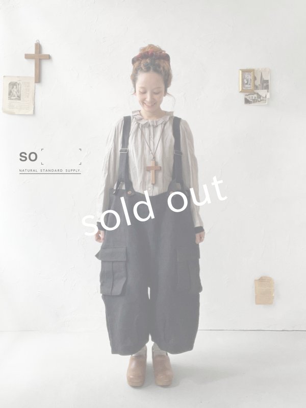 画像1: SO／タックフリル襟2wayブラウス・グレーギンガム (1)