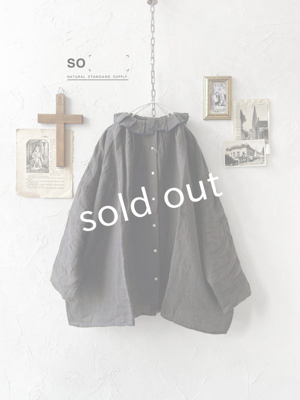 画像1: SO／タックフリル襟2wayブラウス・スミギンガム (1)