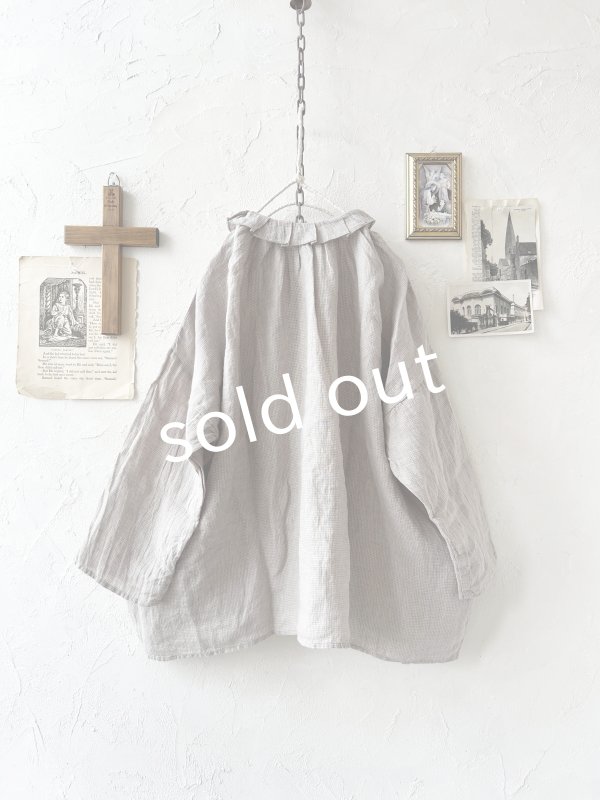 画像6: SO／タックフリル襟2wayブラウス・グレーギンガム (6)