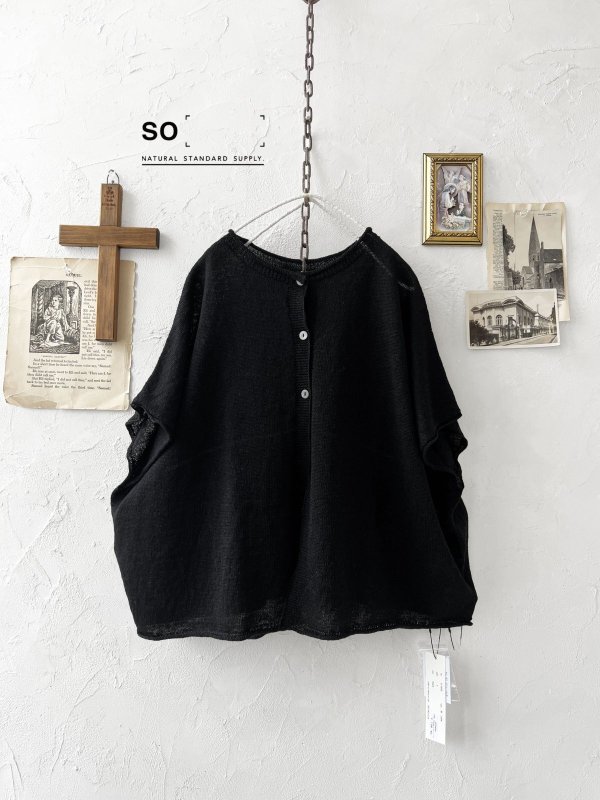 画像2: SO／フレンチリネン2wayドロップベスト・ブラック (2)