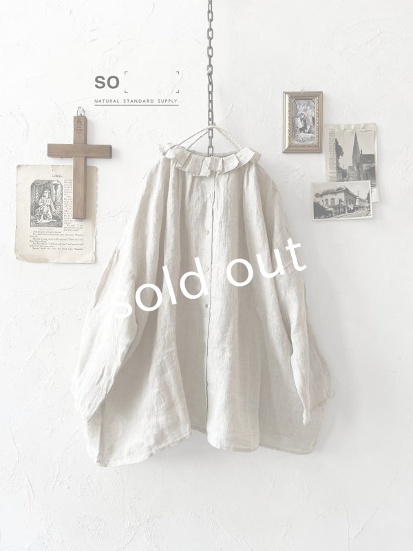 画像1: SO／タックフリル襟2wayブラウス・ナチュラル (1)