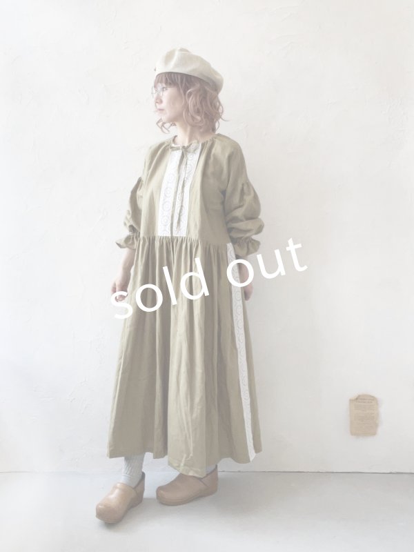 画像8: shizuka's／フロントりぼんアンティークレースワンピース・ココア (8)