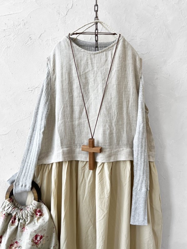 画像2: SO／ドッキングノースリーブワンピース・ナチュラル (2)