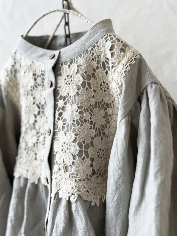 画像5: MARCHE' DE SOEUR／大きなバルーン袖のブラウス・うすグレーB (5)