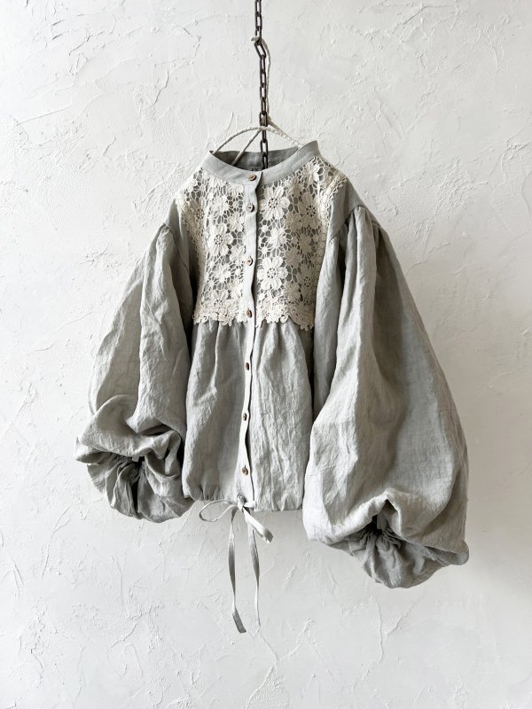 画像2: MARCHE' DE SOEUR／大きなバルーン袖のブラウス・うすグレーB (2)