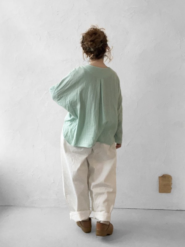 画像10: seasew.／301 ダブルガーゼブラウス・サックス (10)