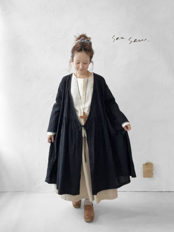 画像1: seasew.／106 カシュクールワンピース・ブラック (1)