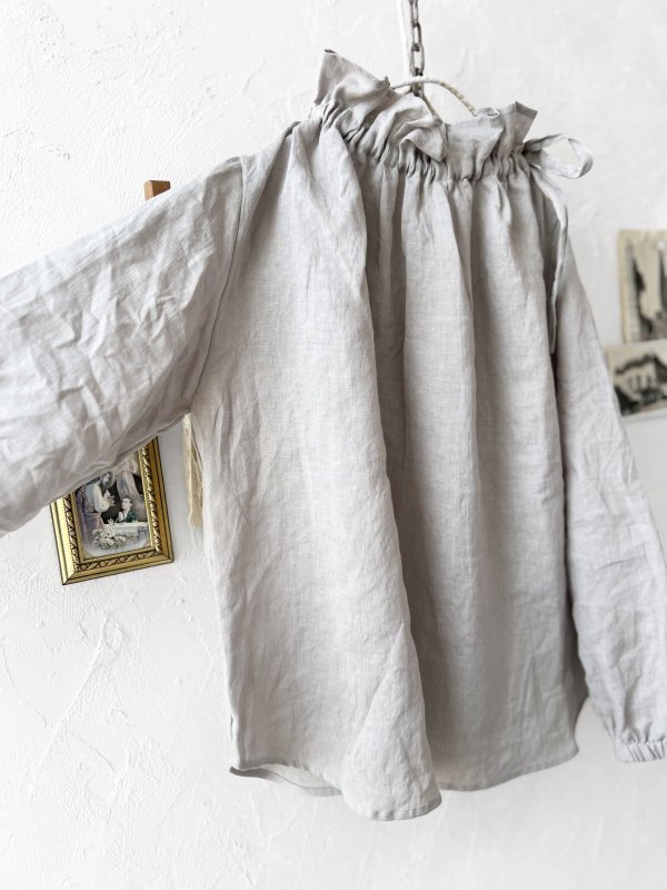 画像8: nous rendent heureux／りぼんフリル襟ブラウス・ライトグレー (8)