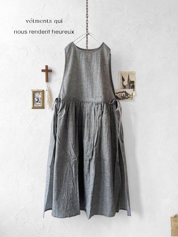 画像2: nous rendent heureux／エプロンワンピース・シャンブレー (2)