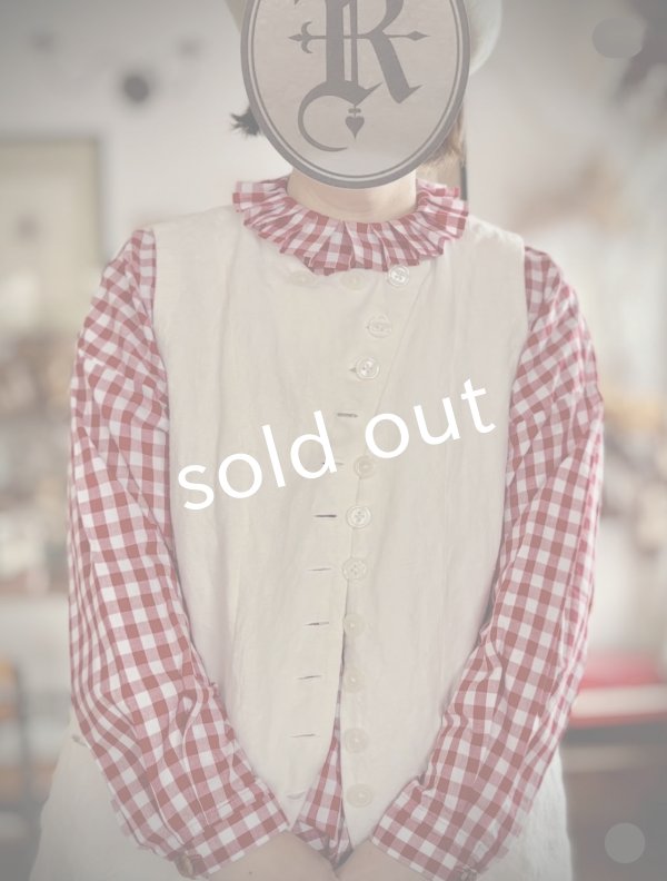 画像13: MARCHE' DE SOEUR／タックフリルカラーブラウス・赤ギンガム (13)