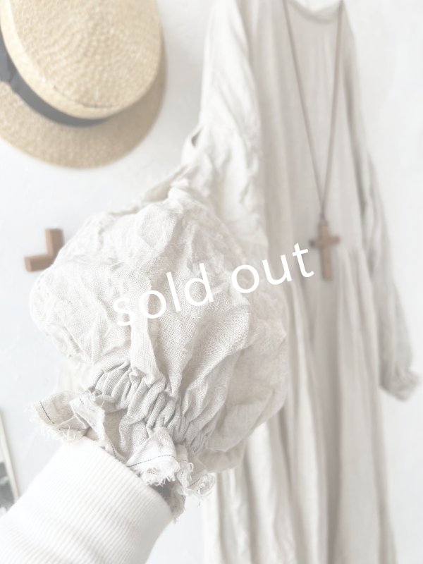 画像5: MARCHE' DE SOEUR／オランダリネン ギャザーワンピース・生成り (5)