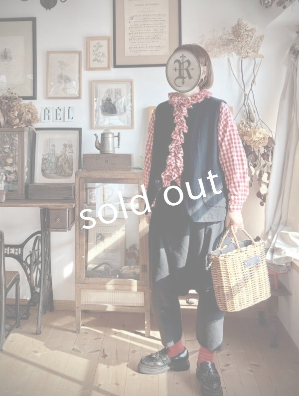 画像13: MARCHE' DE SOEUR／フローフリルブラウス・赤ギンガム (13)