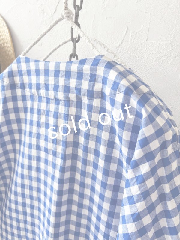 画像9: MARCHE' DE SOEUR／スキッパーギャザーワンピース・青ギンガム (9)