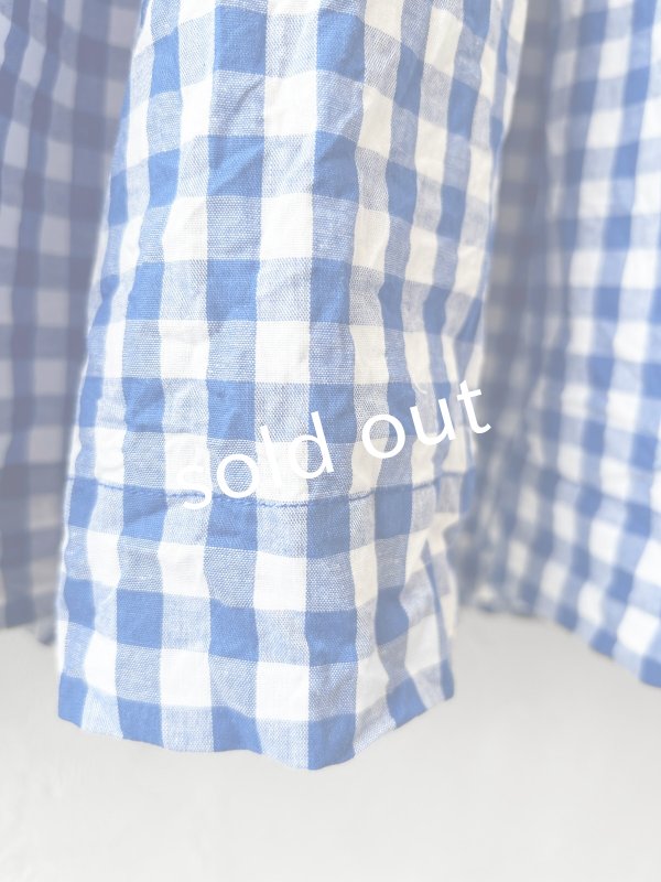 画像7: MARCHE' DE SOEUR／スキッパーギャザーワンピース・青ギンガム (7)