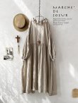 画像1: MARCHE' DE SOEUR／オランダリネン ラッフルギャザーワンピース・生成り (1)