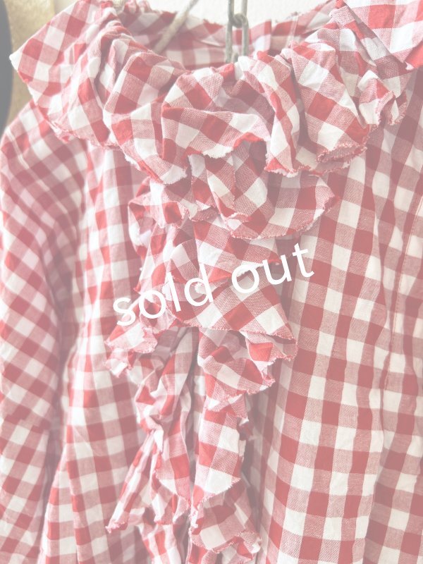 画像4: MARCHE' DE SOEUR／フローフリルブラウス・赤ギンガム (4)