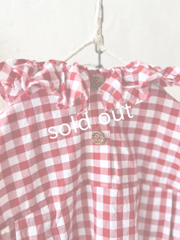 画像8: MARCHE' DE SOEUR／フローフリルブラウス・赤ギンガム (8)