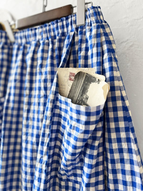 画像3: MARCHE' DE SOEUR／ポケットスカート・青ギンガム (3)