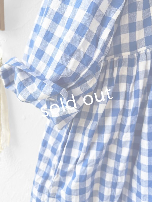 画像6: MARCHE' DE SOEUR／スキッパーギャザーワンピース・青ギンガム (6)
