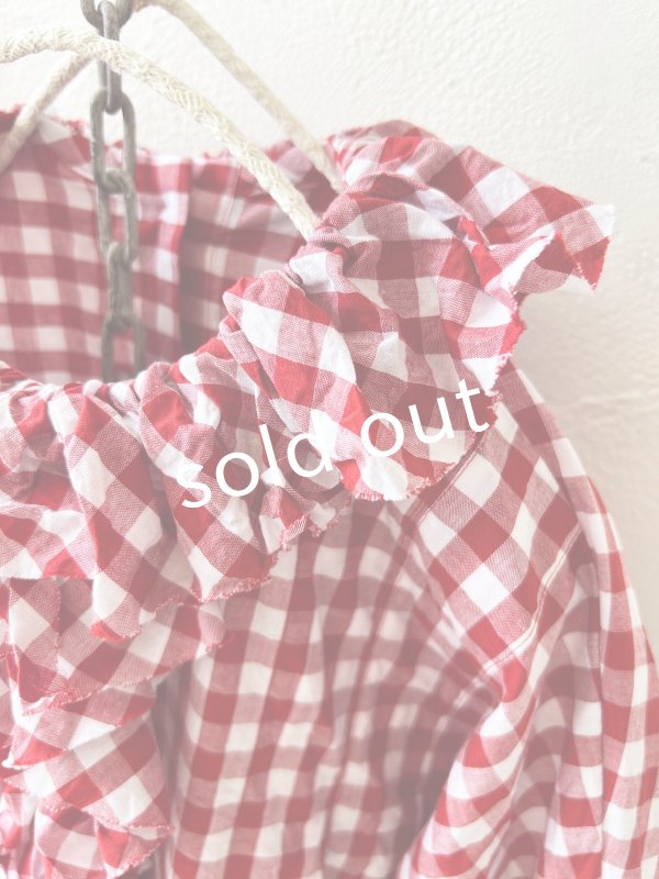 画像3: MARCHE' DE SOEUR／フローフリルブラウス・赤ギンガム (3)