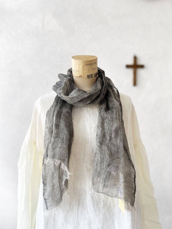 画像4: Branch m'／リネンガーゼストール・ブラック (4)