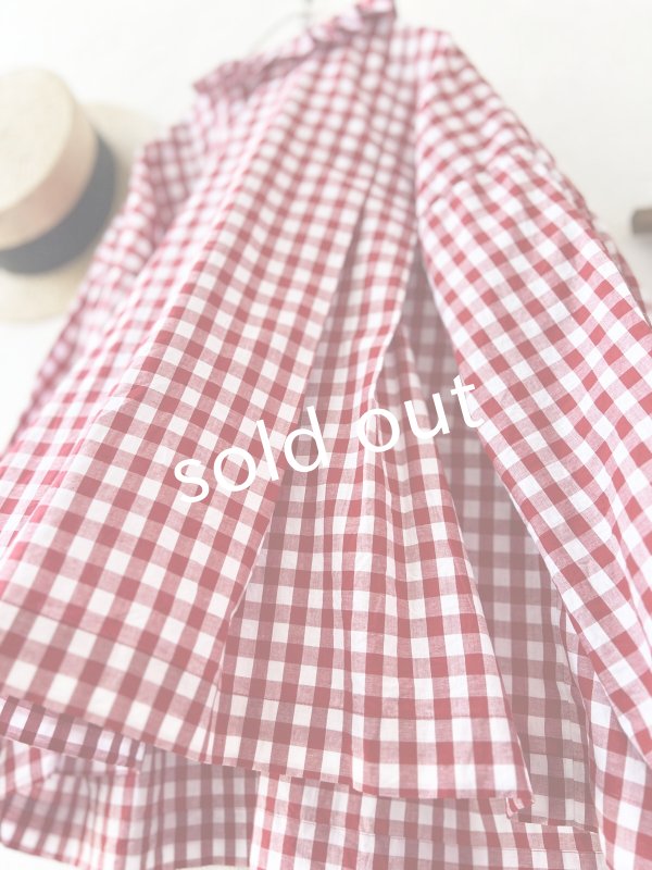 画像5: MARCHE' DE SOEUR／タックフリルカラーブラウス・赤ギンガム (5)